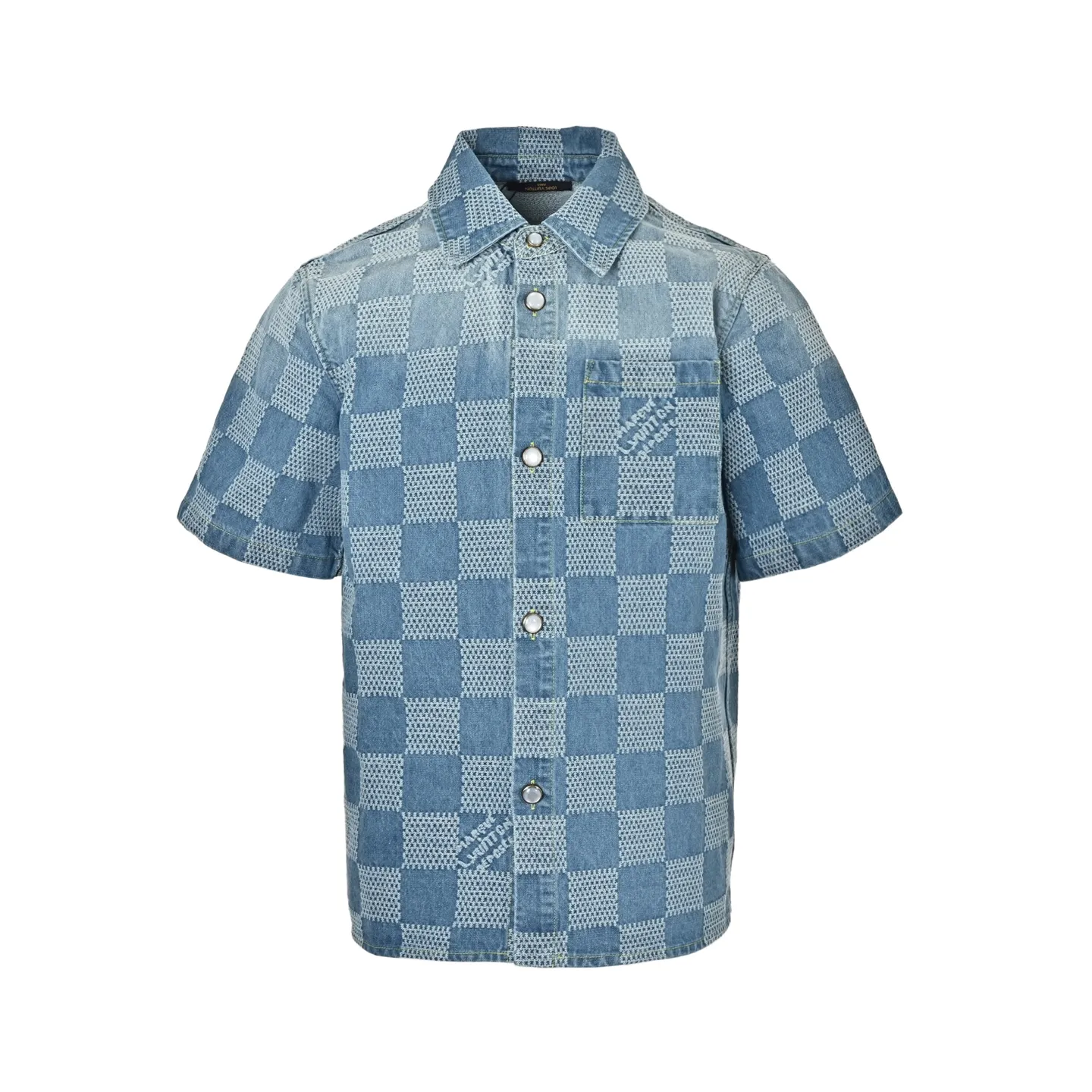Louis Vuitton/Louis Vuitton all-over checkerboard denim short sleeves